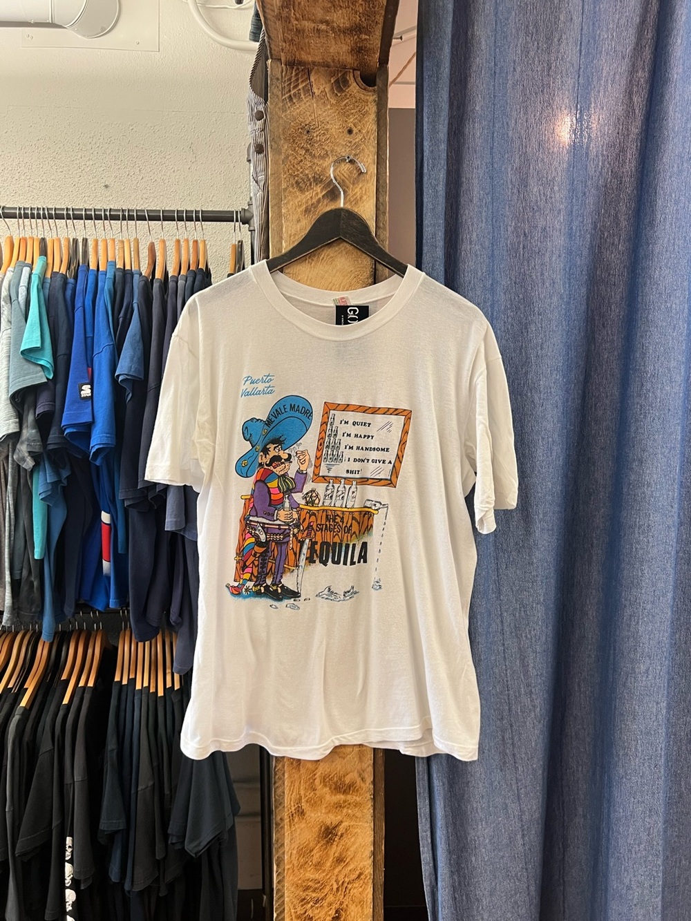 Vintage Tequila White Graphic T-shirt